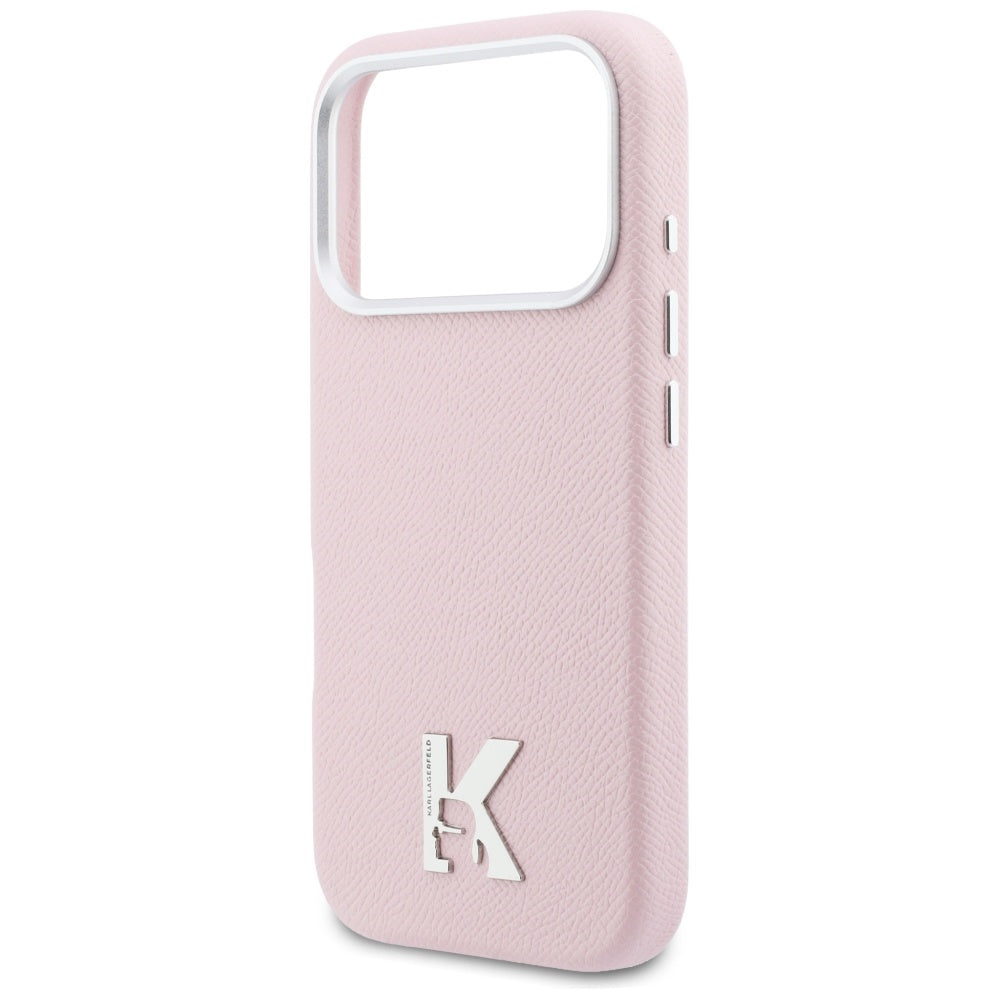 Étui MagSafe pour Apple iPhone 17 Pro Max, Karl Lagerfeld, logo Karl Head, Rose