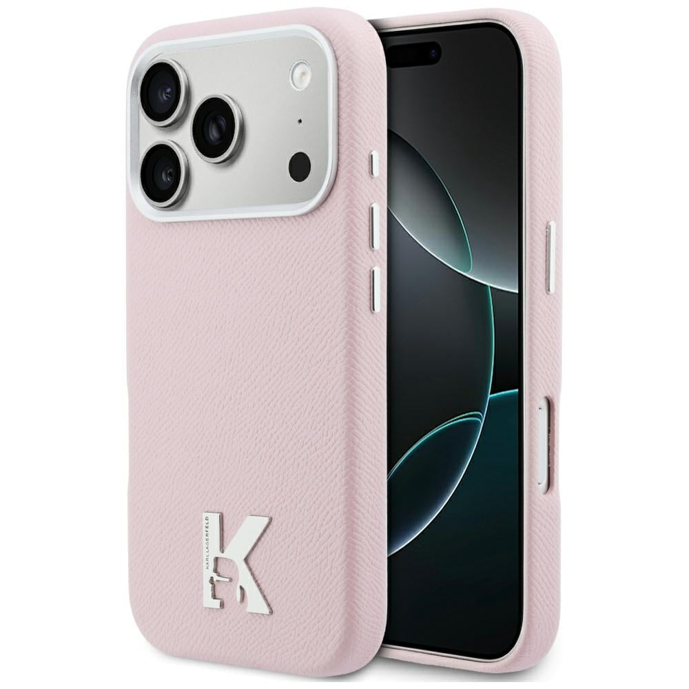 Étui MagSafe pour Apple iPhone 17 Pro Max, Karl Lagerfeld, logo Karl Head, Rose