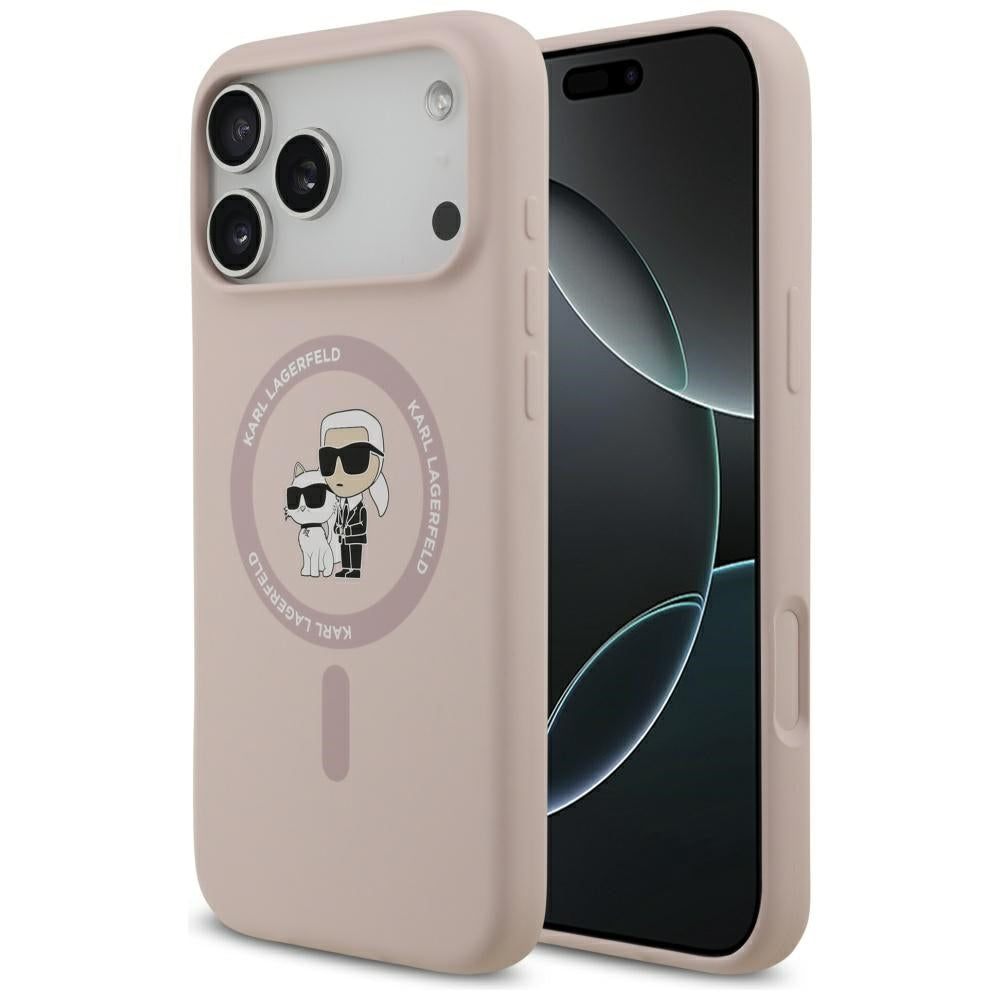 Étui MagSafe pour Apple iPhone 17 Pro Max, Karl Lagerfeld, Ring Karl & Choupette, Rose