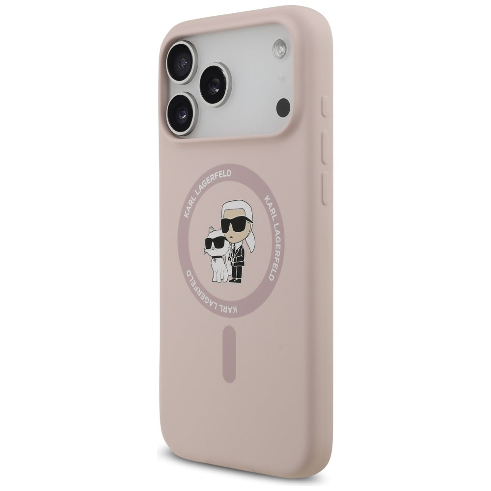 Étui MagSafe pour Apple iPhone 17 Pro Max, Karl Lagerfeld, Ring Karl & Choupette, Rose