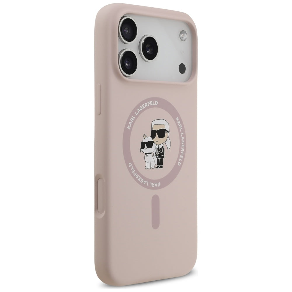 Étui MagSafe pour Apple iPhone 17 Pro Max, Karl Lagerfeld, Ring Karl & Choupette, Rose