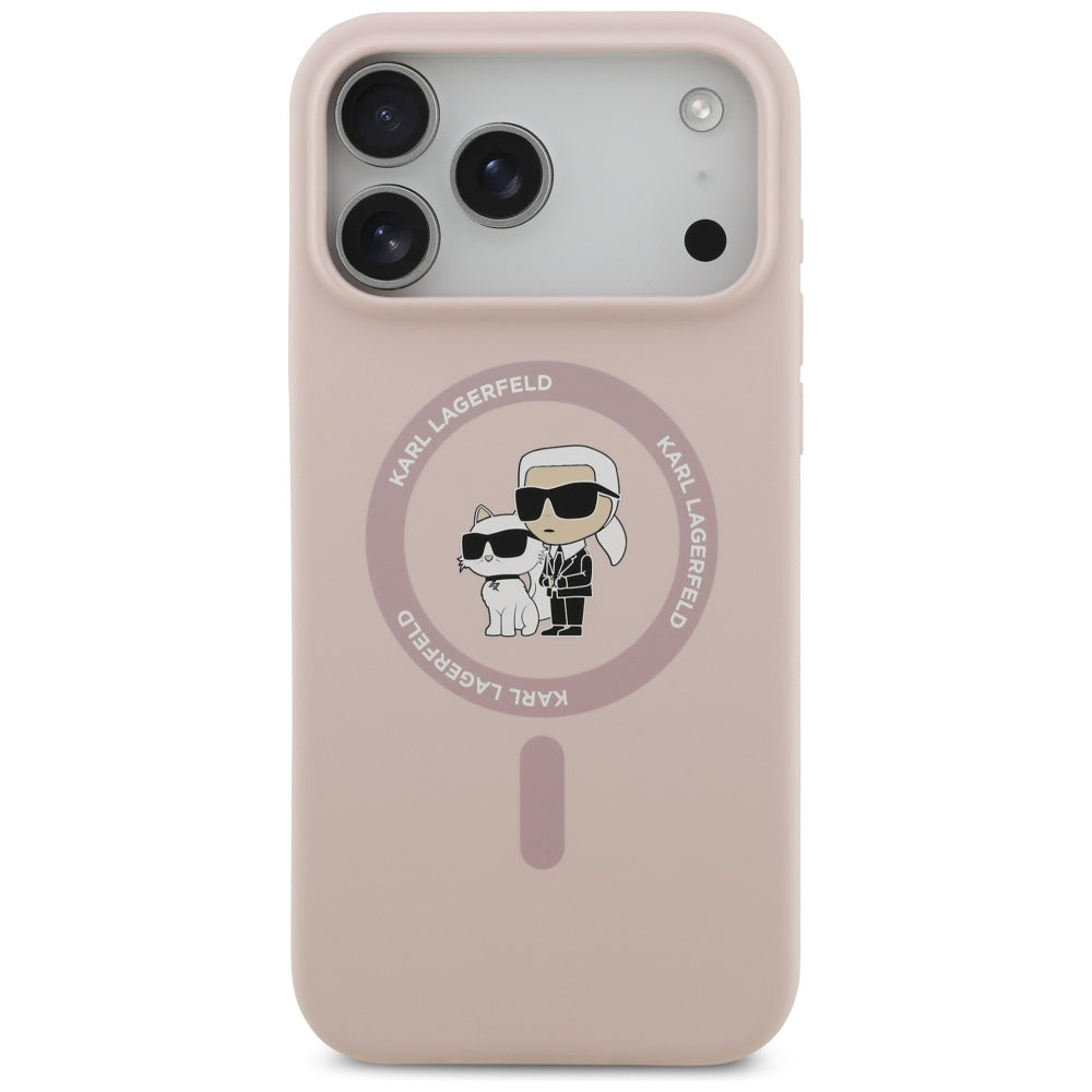 Étui MagSafe pour Apple iPhone 17 Pro Max, Karl Lagerfeld, Ring Karl & Choupette, Rose