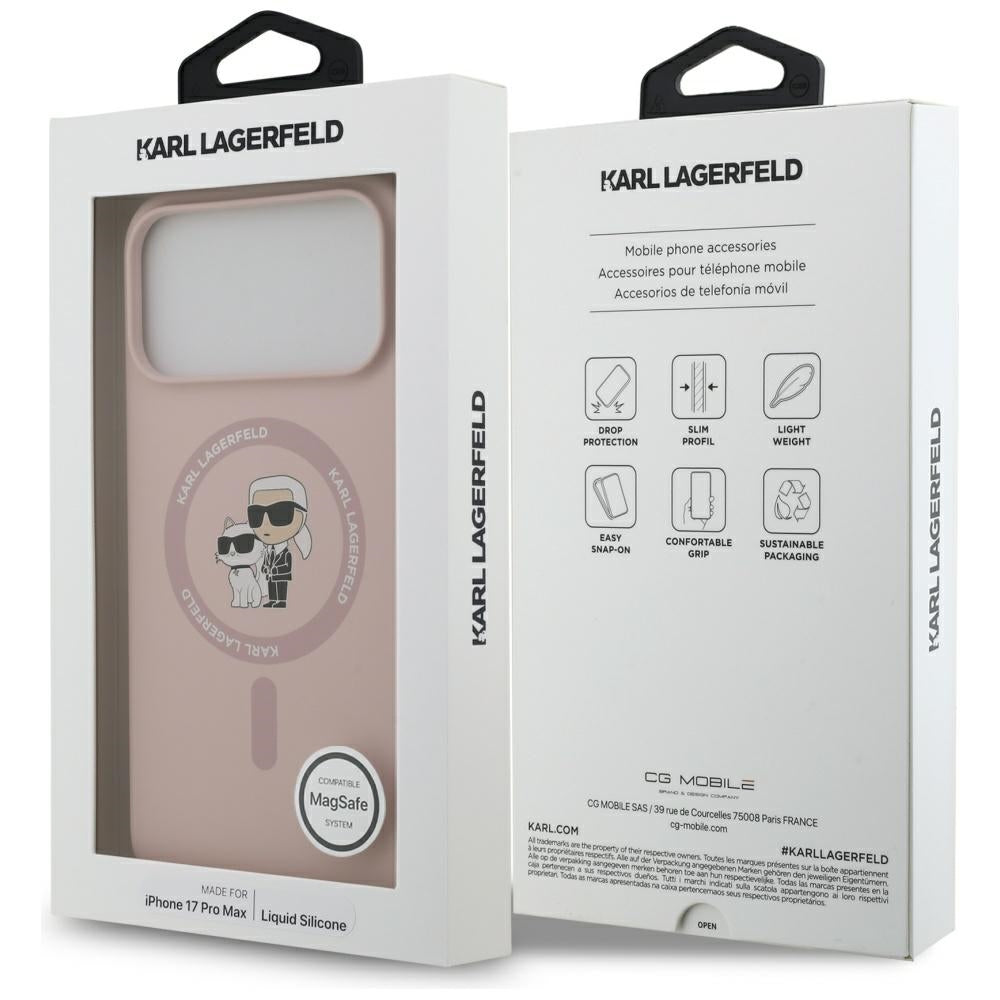 Étui MagSafe pour Apple iPhone 17 Pro Max, Karl Lagerfeld, Ring Karl & Choupette, Rose