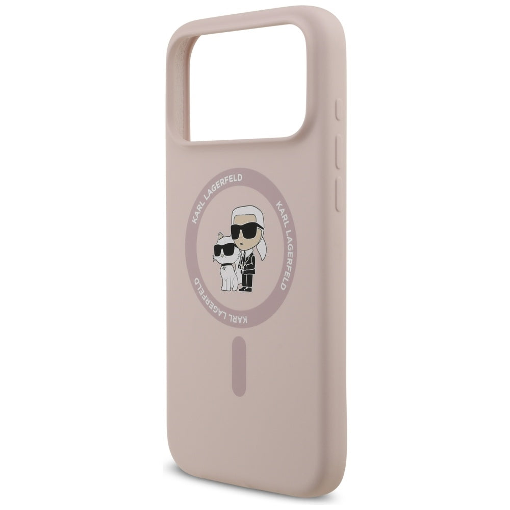 Étui MagSafe pour Apple iPhone 17 Pro Max, Karl Lagerfeld, Ring Karl & Choupette, Rose