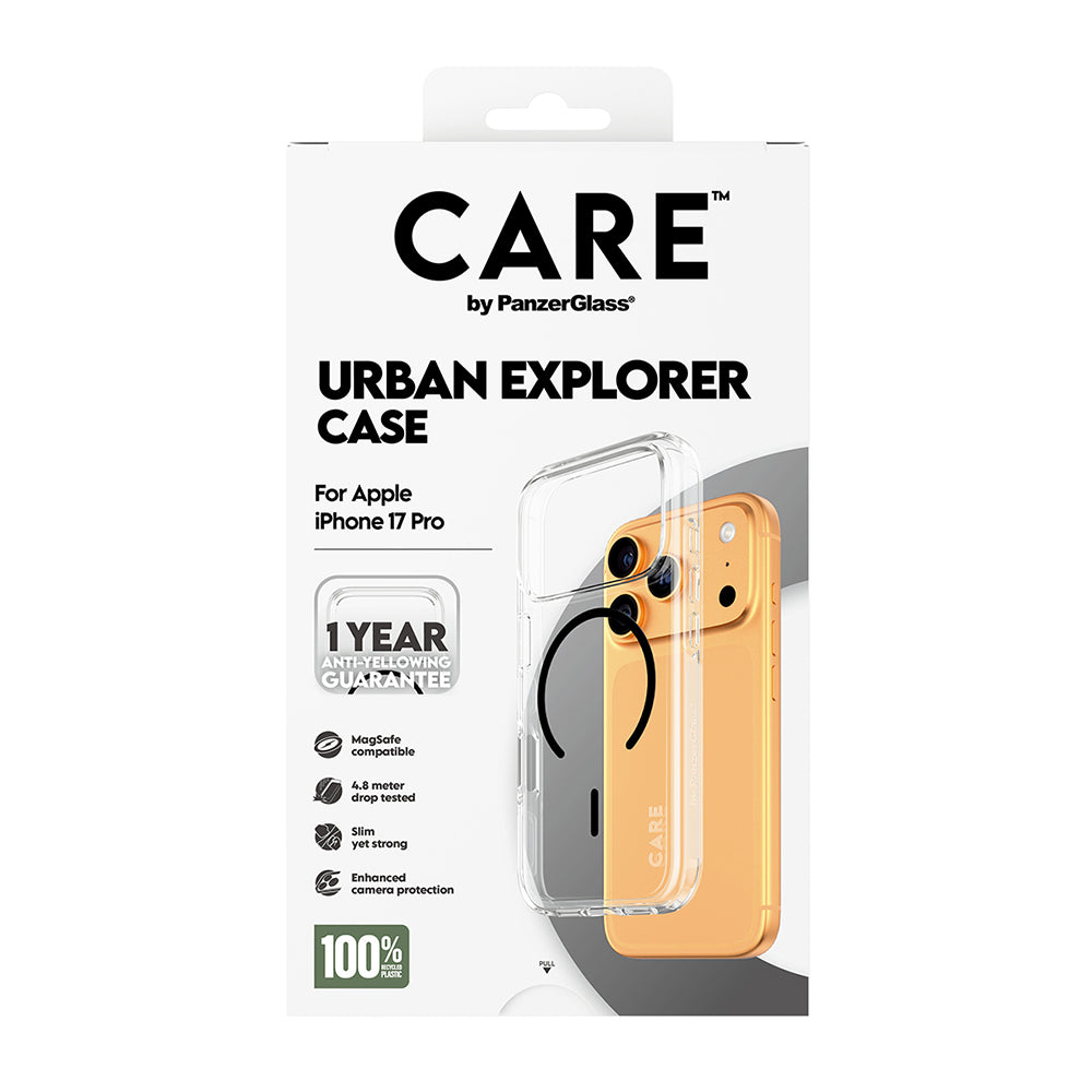 Étui MagSafe pour Apple iPhone 17 Pro Max, PanzerGlass, Care Urban Explorer, Transparent Noir