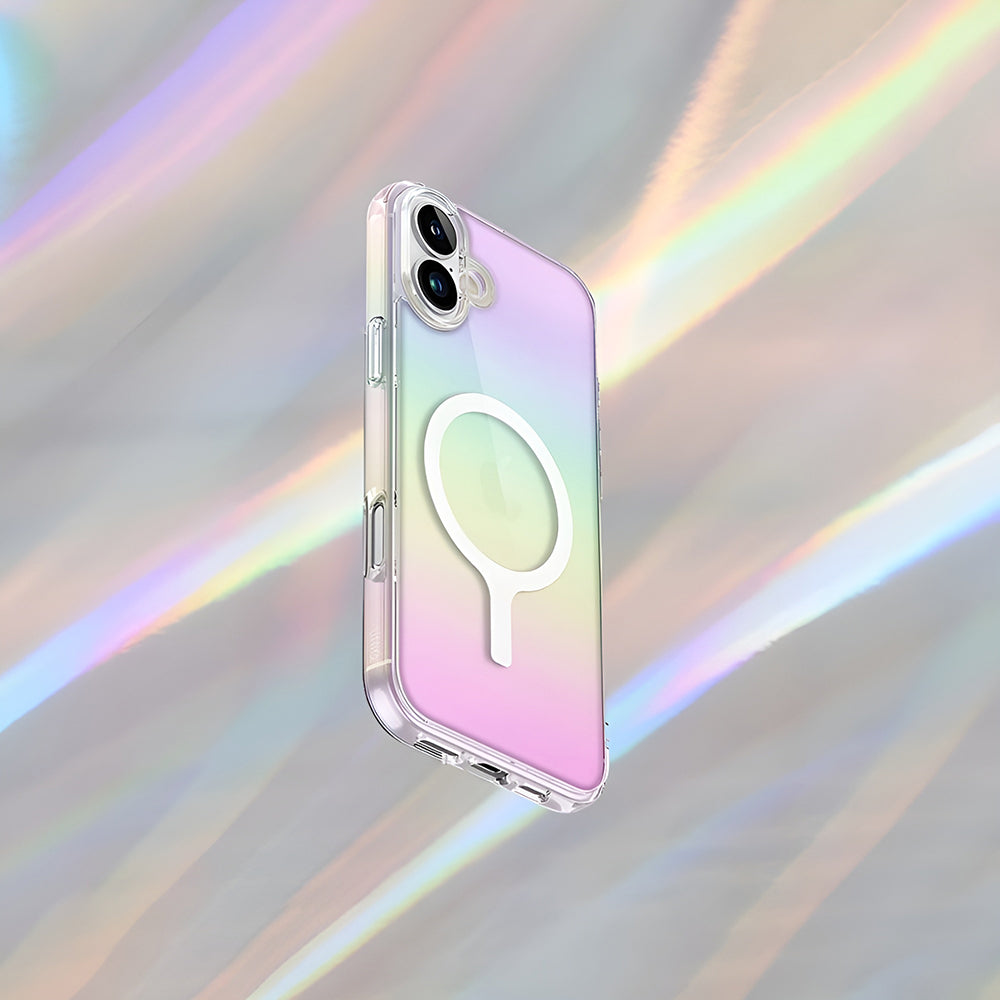 Étui MagSafe pour Apple iPhone 17 Pro Max, UNIQ, Iridescia MagClick, Bleu Pastel