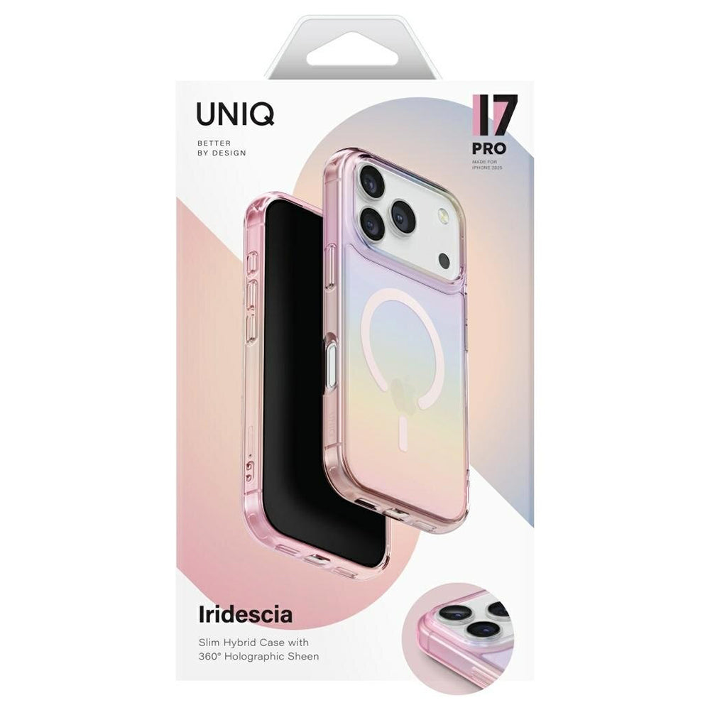 Étui MagSafe pour Apple iPhone 17 Pro Max, UNIQ, Iridescia MagClick, Bleu Pastel