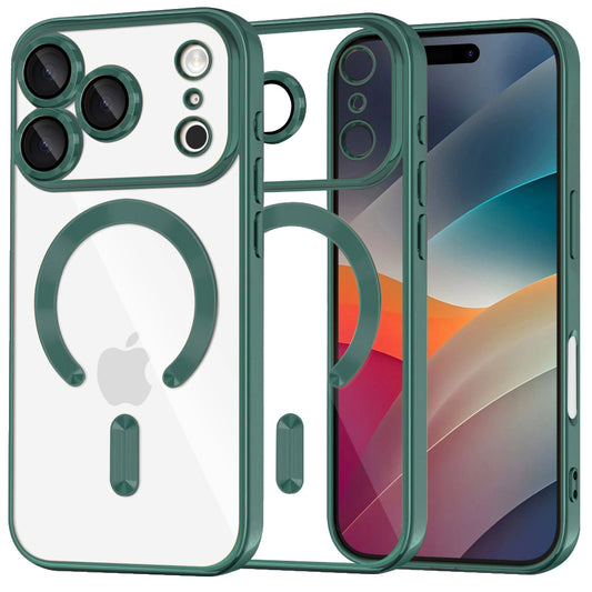 Housse MagSafe pour Apple iPhone 17 Pro, Techsuit, Luxury Crystal, Vert Foncé