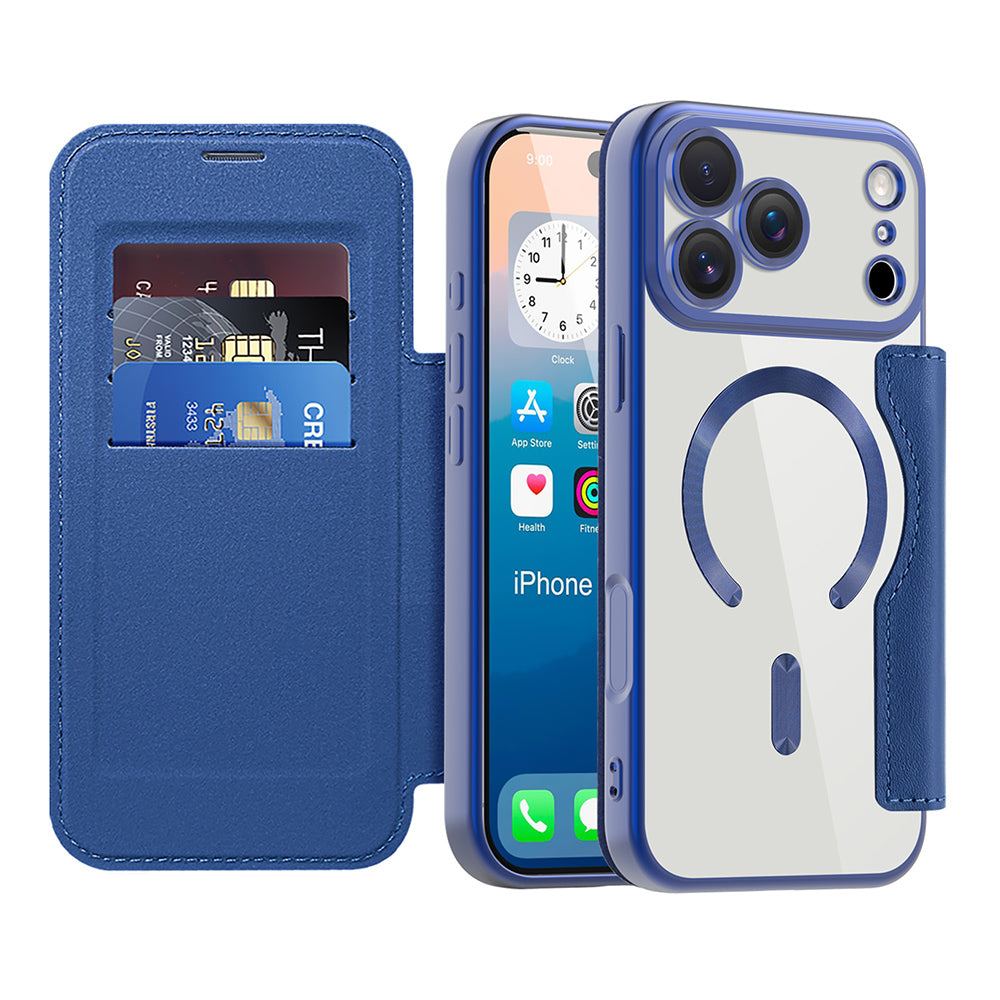 Étui MagSafe pour Apple iPhone 17 Pro, Techsuit, SmartMag Book, Bleu
