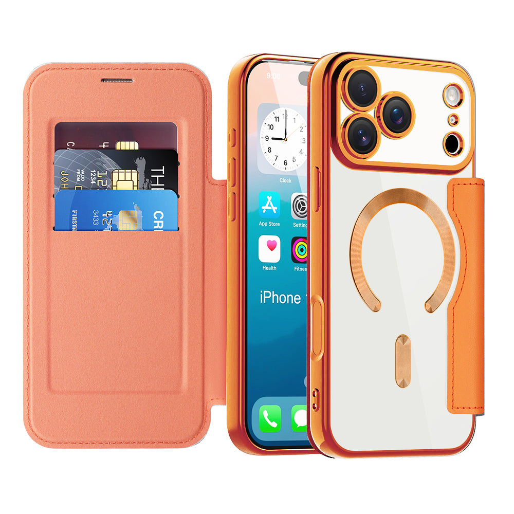 Étui MagSafe pour Apple iPhone 17 Pro, Techsuit, SmartMag Book, Orange