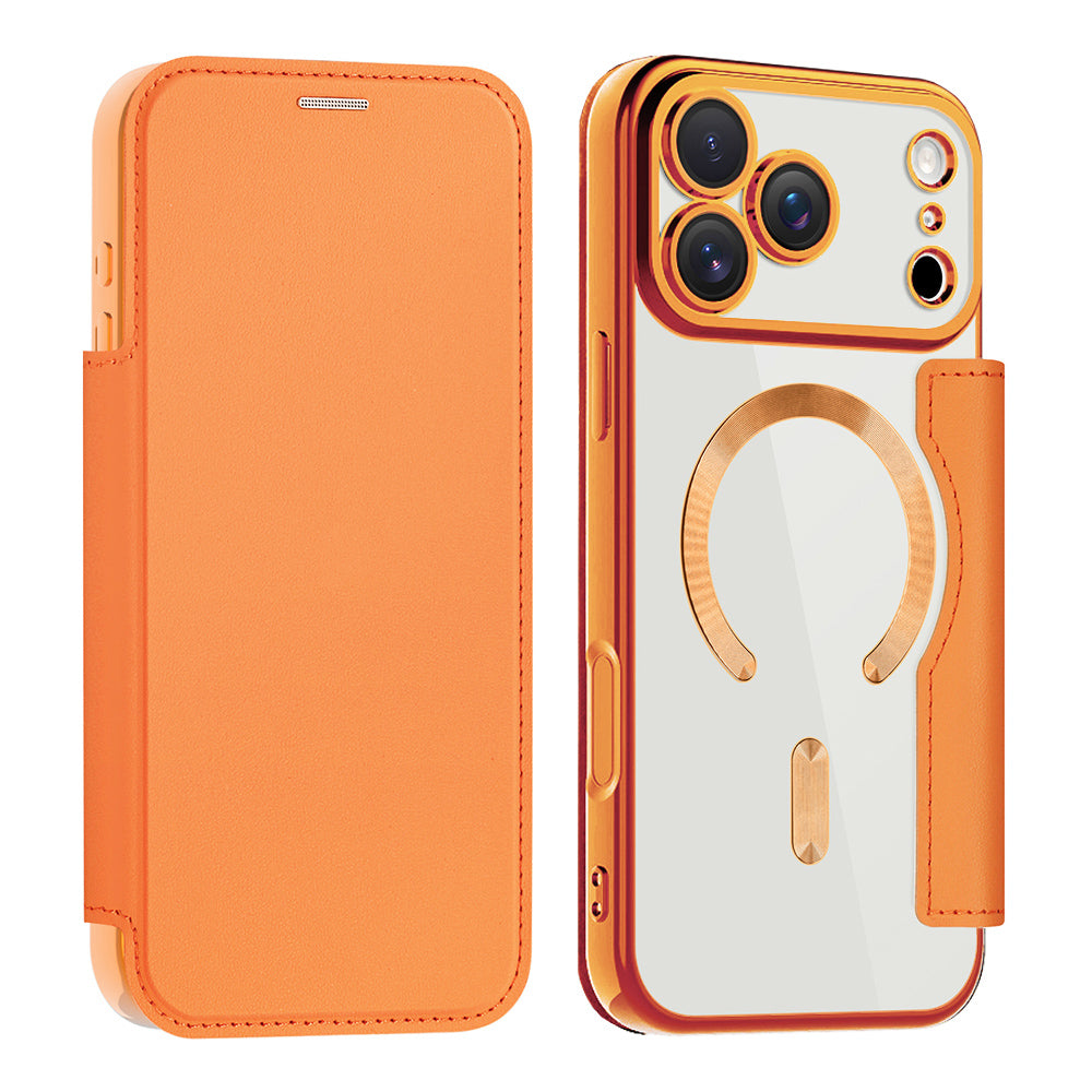 Étui MagSafe pour Apple iPhone 17 Pro, Techsuit, SmartMag Book, Orange