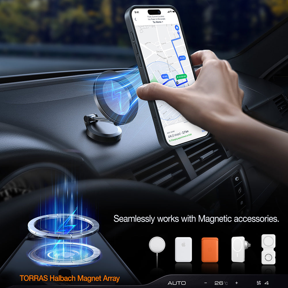 Coque MagSafe pour Apple iPhone 17 Pro, Torras, Pstand, Transparente