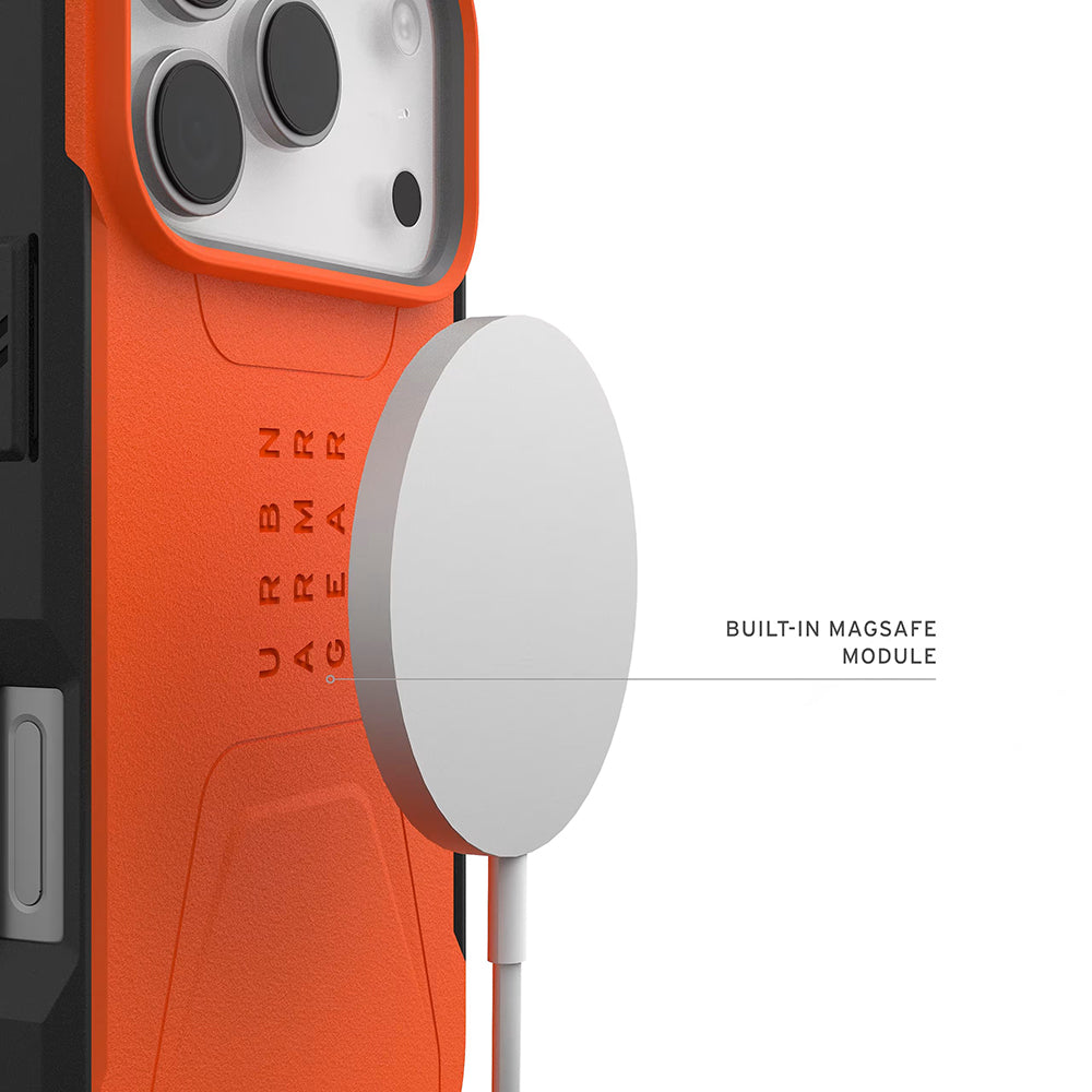 Coque MagSafe pour Apple iPhone 17 Pro, Urban Armor Gear, Civilian, Orange