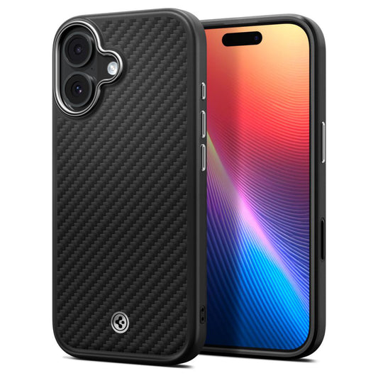 Coque MagSafe pour Apple iPhone 17, Spigen, Enzo Aramid T, Noire Argentée