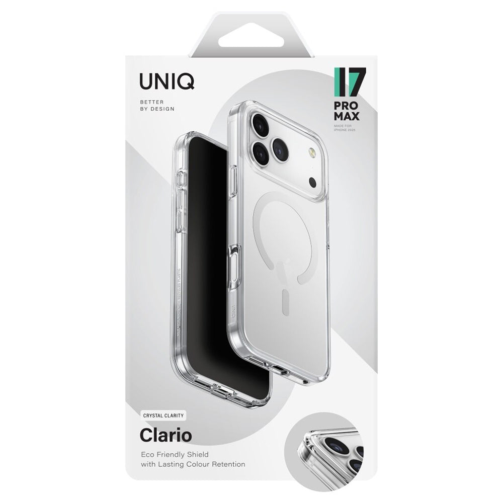 Coque MagSafe pour Apple iPhone 17, UNIQ, Clario MagClick, Transparente