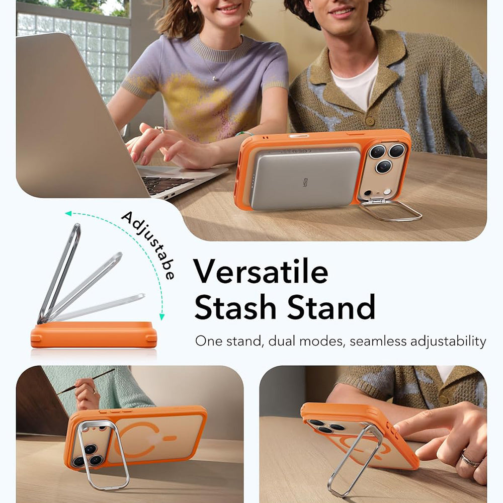 Coque MagSafe pour Apple iPhone 18 Pro / 17 Pro, ESR, Classic Hybrid Kickstand, Orange Satinée