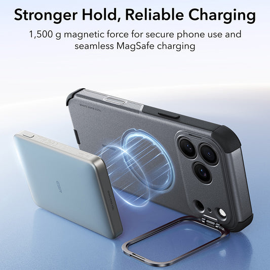 Coque MagSafe pour Apple iPhone 18 Pro / 17 Pro, ESR, Cyber Armor Kickstand, Gris