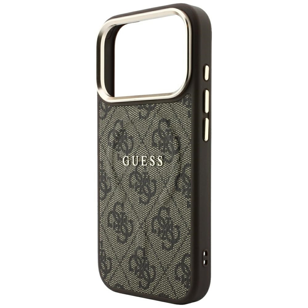Coque MagSafe pour Apple iPhone 18 Pro / 17 Pro, Guess, 4G Embossed Classic, Marron