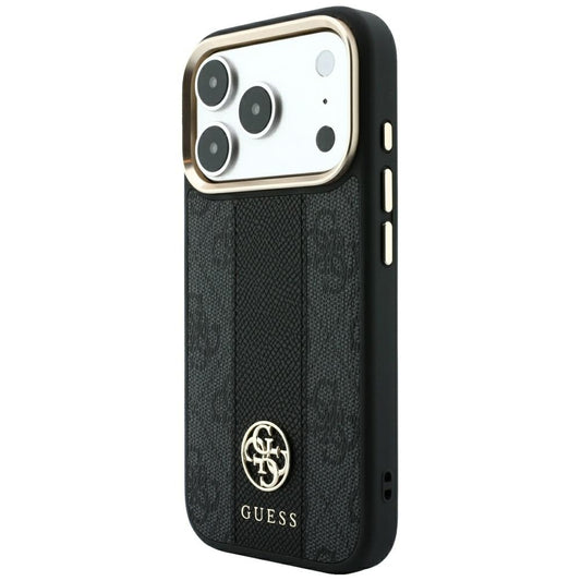 MagSafe Case for Apple iPhone 18 Pro / 17 Pro, Guess, 4G Stripe Round Classic Logo, Black