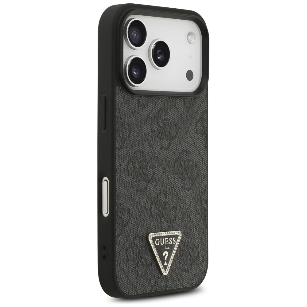 Coque MagSafe pour Apple iPhone 18 Pro / 17 Pro, Guess, 4G Triangle Strass, Noire