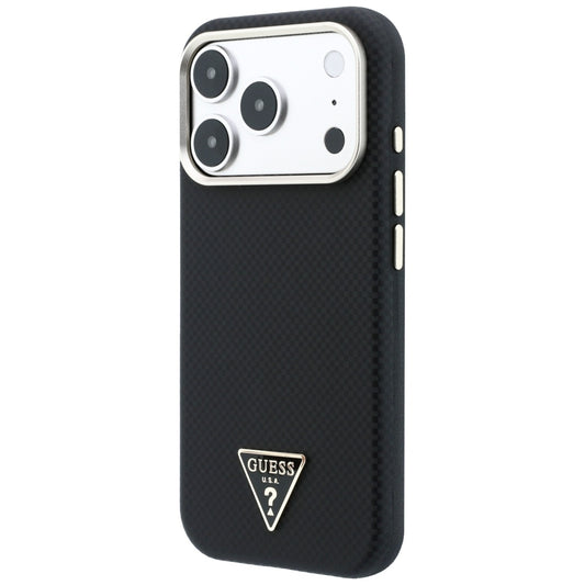 Coque MagSafe pour Apple iPhone 18 Pro / 17 Pro, Guess, Logo Triangle Kevlar, Noire