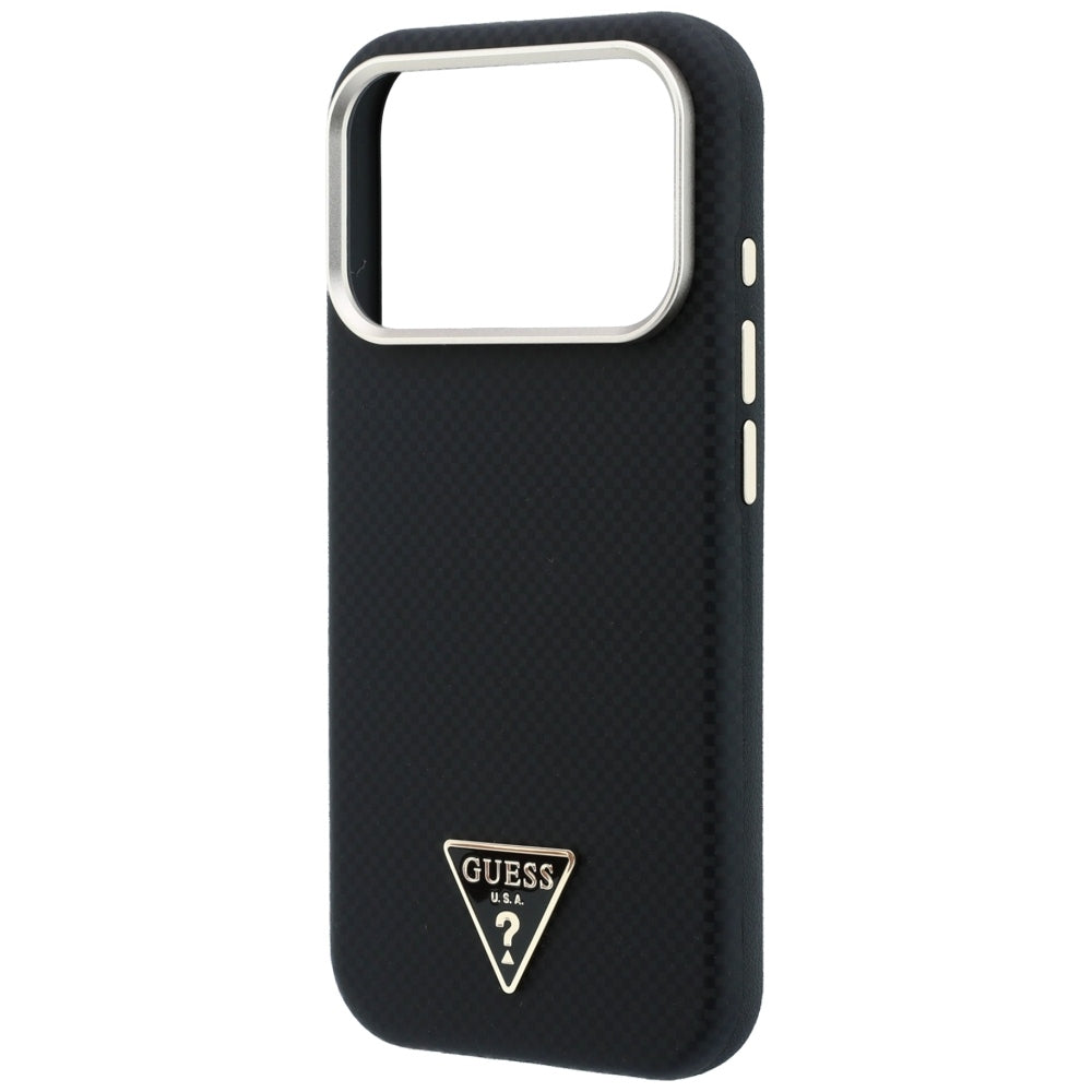 Coque MagSafe pour Apple iPhone 18 Pro / 17 Pro, Guess, Logo Triangle Kevlar, Noire
