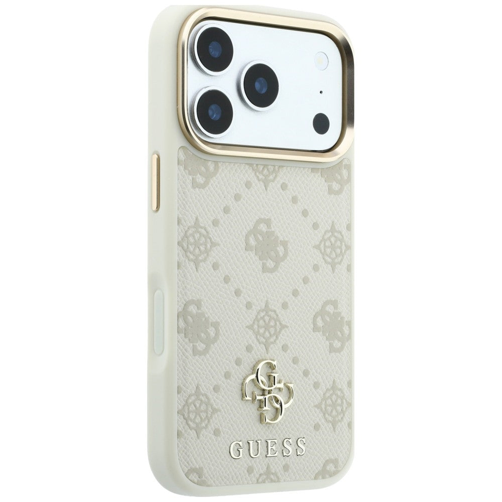 Coque MagSafe pour Apple iPhone 18 Pro / 17 Pro, Guess, Peony 4G Small Logo, Beige
