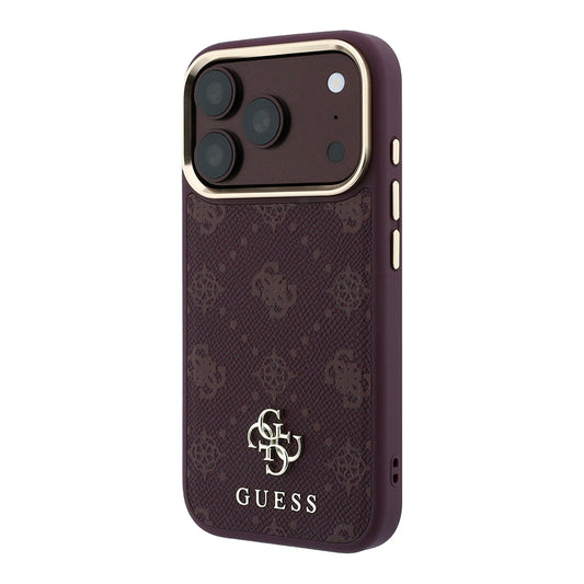 Coque MagSafe pour Apple iPhone 18 Pro / 17 Pro, Guess, Peony 4G Small Logo, Bordeaux