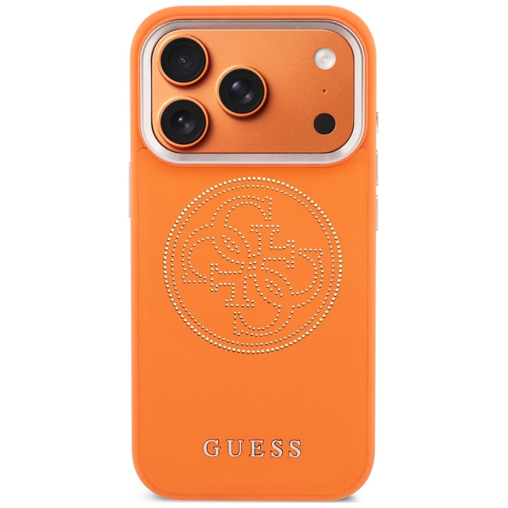 Coque MagSafe pour Apple iPhone 18 Pro / 17 Pro, Guess, Perforated 4G, Orange
