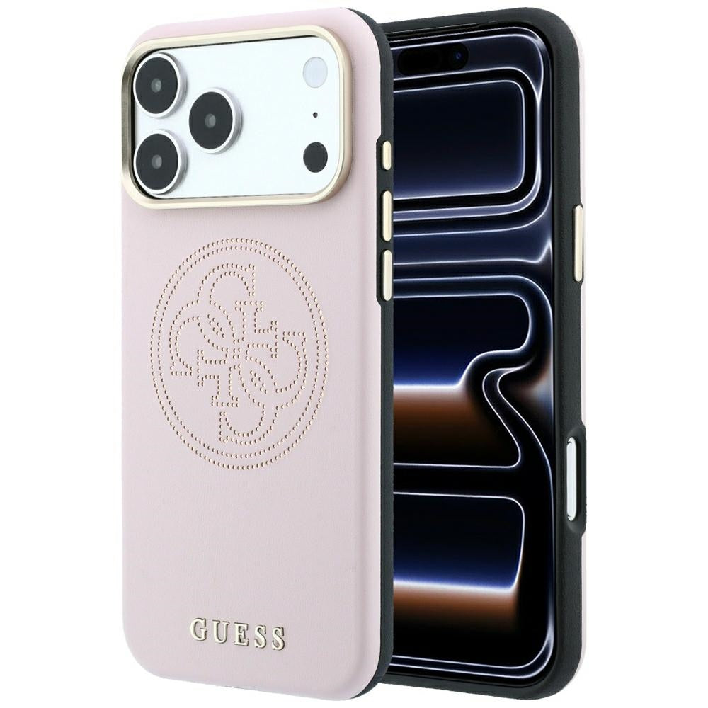 Coque MagSafe pour Apple iPhone 18 Pro / 17 Pro, Guess, Perforée 4G, Rose
