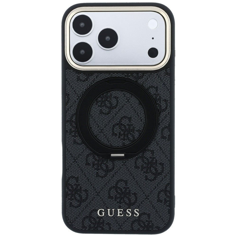 MagSafe Case for Apple iPhone 18 Pro / 17 Pro, Guess, Ring Stand Classic Logo, Black