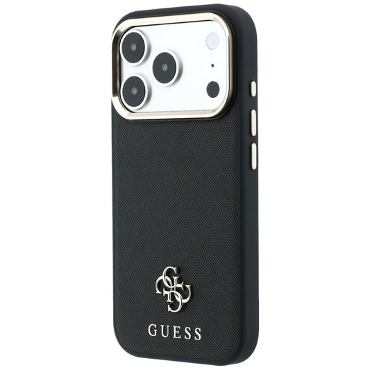 Coque MagSafe pour Apple iPhone 18 Pro / 17 Pro, Guess, Saffiano Small 4G Classic, Noire