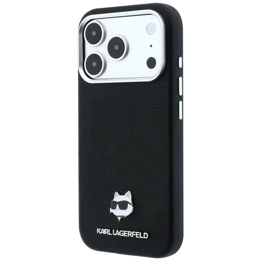 Coque MagSafe pour Apple iPhone 18 Pro / 17 Pro, Karl Lagerfeld, Tête Choupette Grainée, Noire