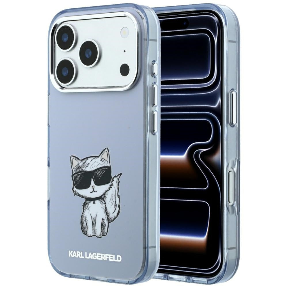 Coque MagSafe pour Apple iPhone 18 Pro / 17 Pro, Karl Lagerfeld, IML Choupette Body Sketch Print, Bleue
