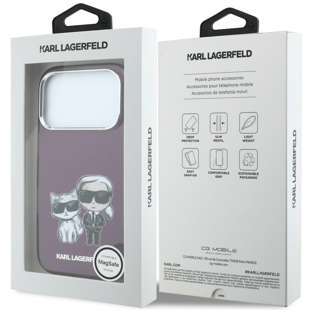 Coque MagSafe pour Apple iPhone 18 Pro / 17 Pro, Karl Lagerfeld, IML KC Bodies Sketch Print, Bordeaux