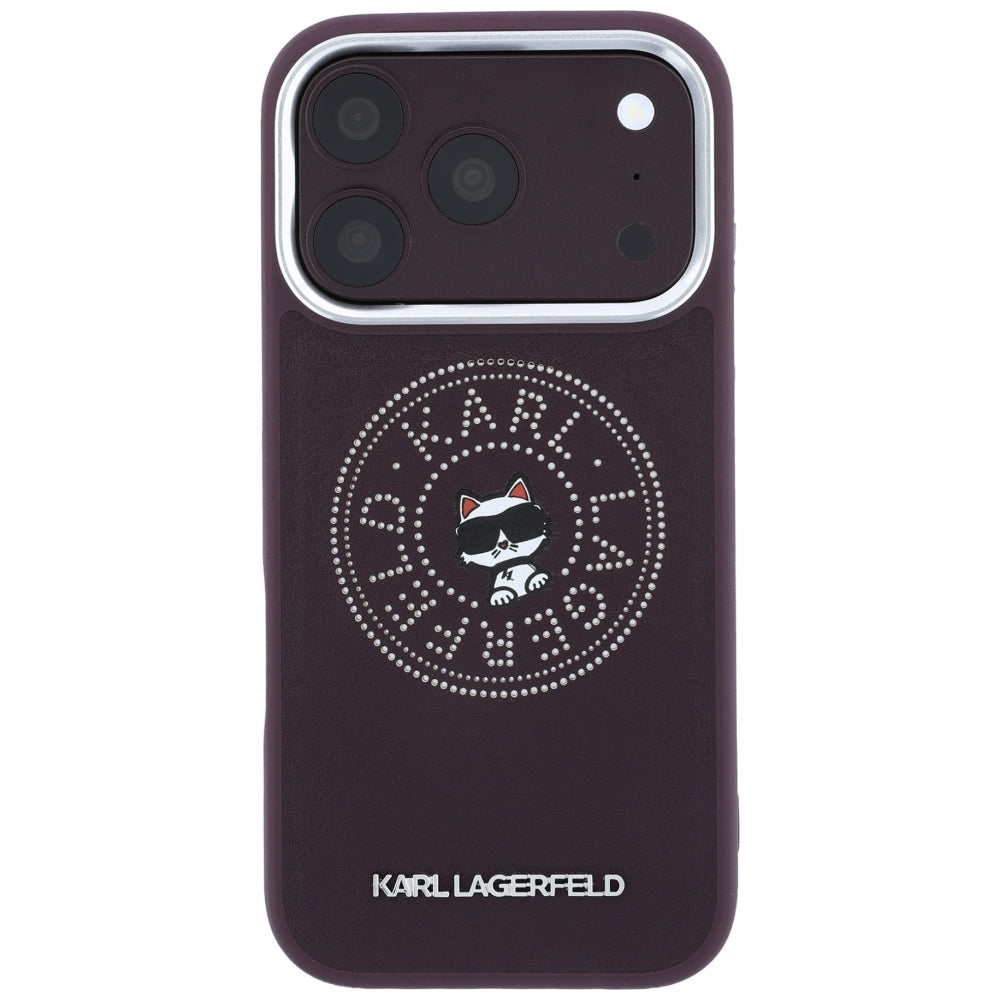 Coque MagSafe pour Apple iPhone 18 Pro / 17 Pro, Karl Lagerfeld, Point and Choupette Sketch, Bordeaux