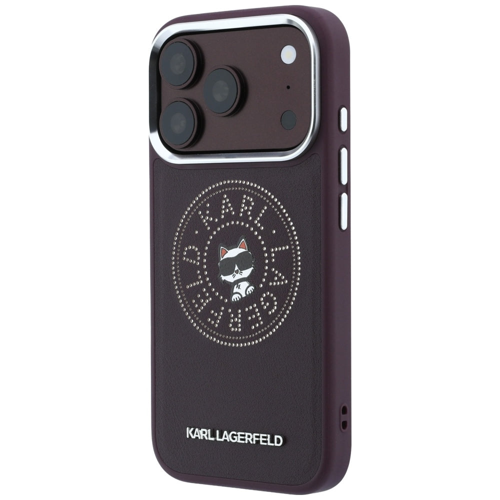 Coque MagSafe pour Apple iPhone 18 Pro / 17 Pro, Karl Lagerfeld, Point and Choupette Sketch, Bordeaux