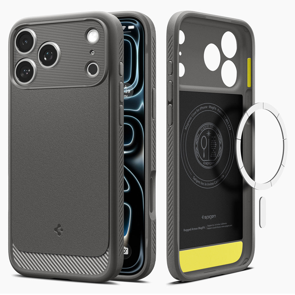 Coque MagSafe pour Apple iPhone 18 Pro / 17 Pro, Spigen, Rugged Armor, Gris ACS12148