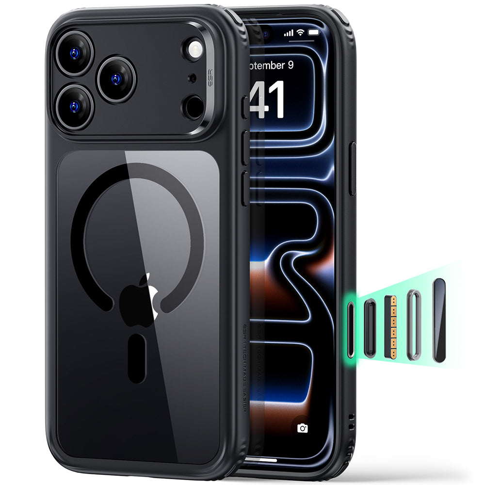 Coque MagSafe pour Apple iPhone 18 Pro, ESR, Classic Hybrid, Noir Transparent
