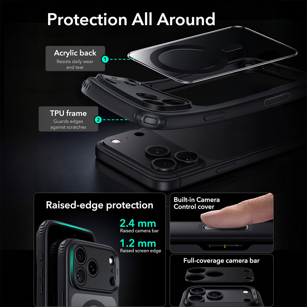 Coque MagSafe pour Apple iPhone 18 Pro, ESR, Classic Hybrid, Noir Transparent