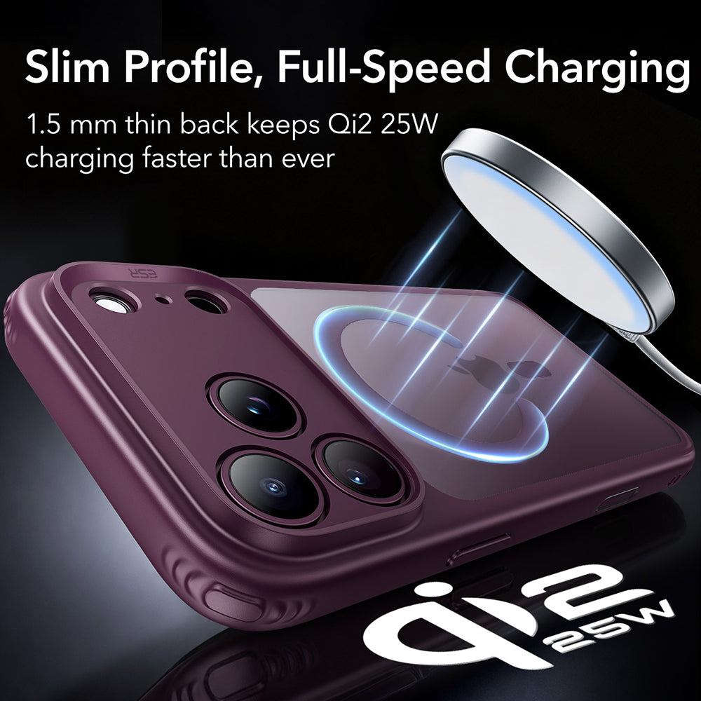Coque MagSafe pour Apple iPhone 18 Pro, ESR, Classic Hybrid, Bordeaux Foncé Satiné