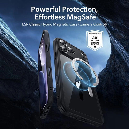 Coque MagSafe pour Apple iPhone 18 Pro Max / 17 Pro Max, ESR, Classic Hybrid avec protecteur d'écran, Noir Transparent