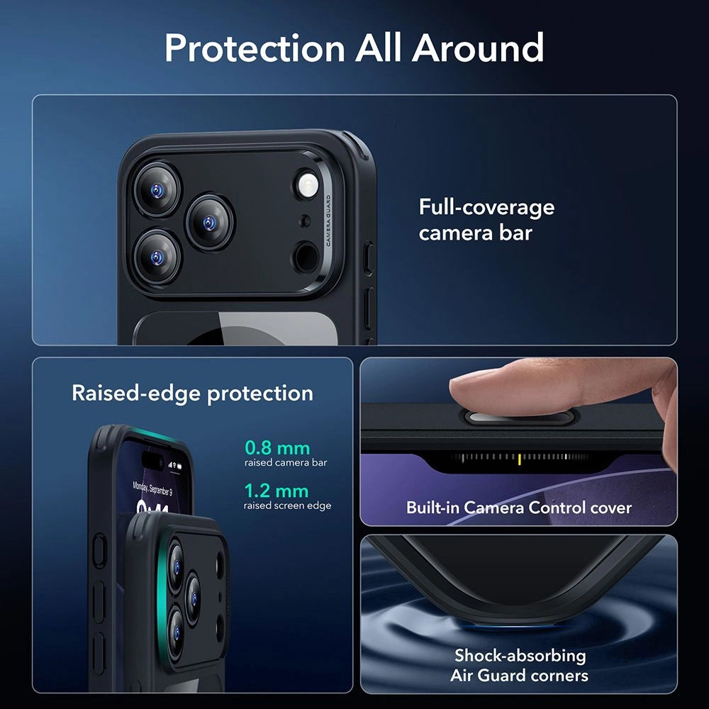 Coque MagSafe pour Apple iPhone 18 Pro Max / 17 Pro Max, ESR, Classic Hybrid avec protecteur d'écran, Noir Transparent