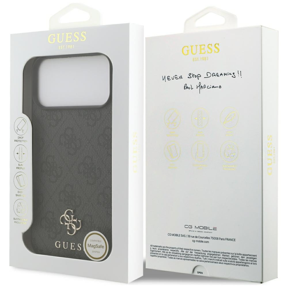Coque MagSafe pour Apple iPhone 18 Pro Max / 17 Pro Max, Guess, 4G Small and Classic, Noire