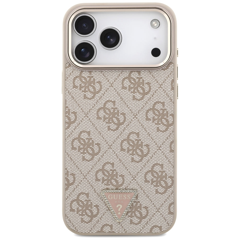 Coque MagSafe pour Apple iPhone 18 Pro Max / 17 Pro Max, Guess, Logo Triangle 4G, Rose
