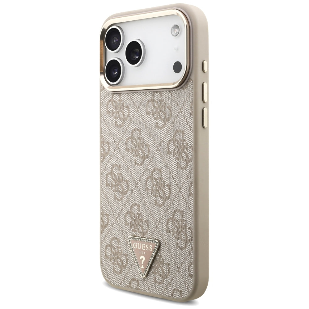 Coque MagSafe pour Apple iPhone 18 Pro Max / 17 Pro Max, Guess, Logo Triangle 4G, Rose