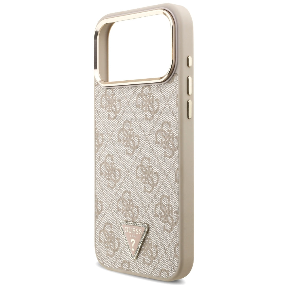 Coque MagSafe pour Apple iPhone 18 Pro Max / 17 Pro Max, Guess, Logo Triangle 4G, Rose