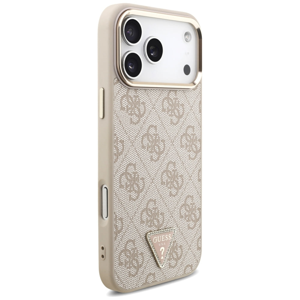 Coque MagSafe pour Apple iPhone 18 Pro Max / 17 Pro Max, Guess, Logo Triangle 4G, Rose