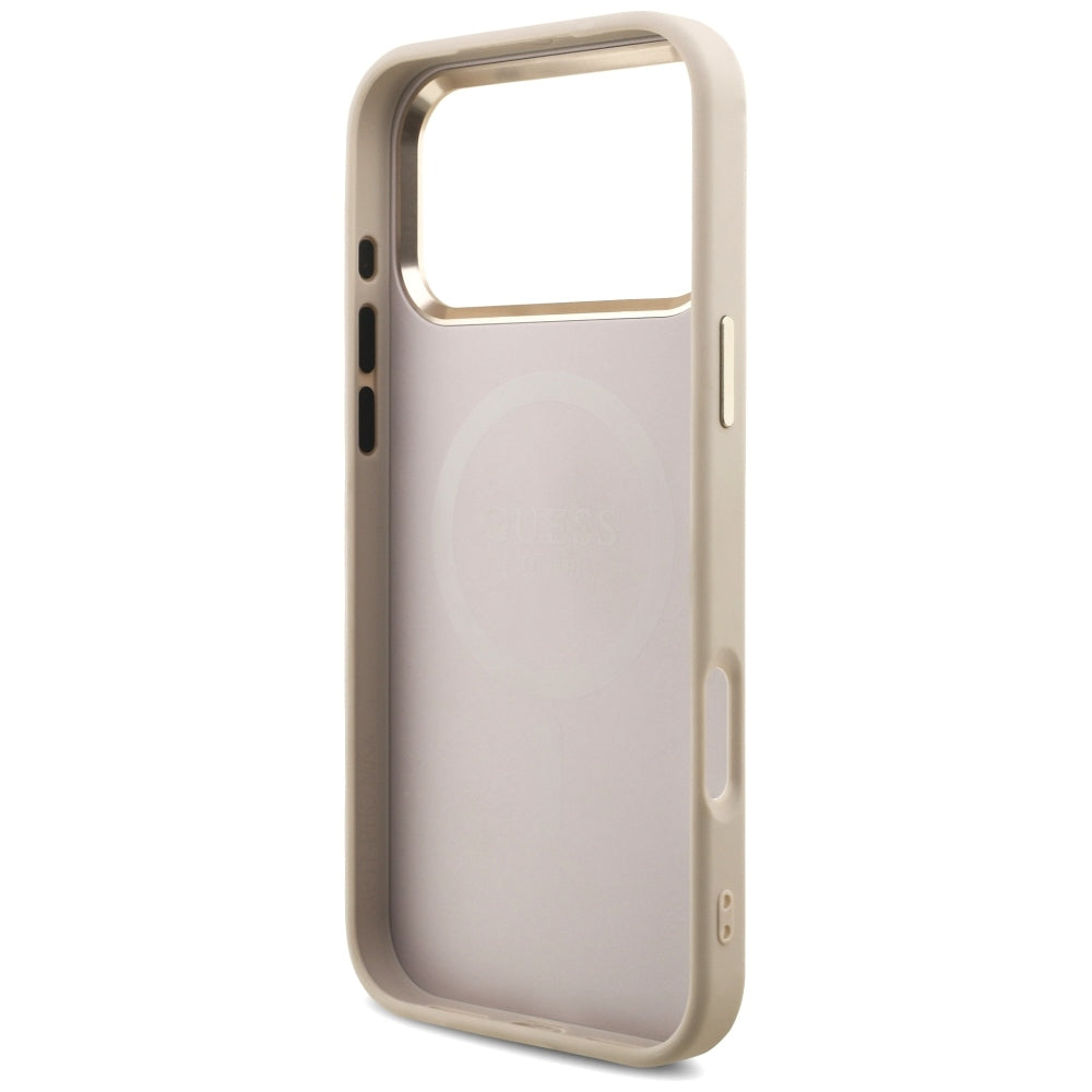 Coque MagSafe pour Apple iPhone 18 Pro Max / 17 Pro Max, Guess, Logo Triangle 4G, Rose