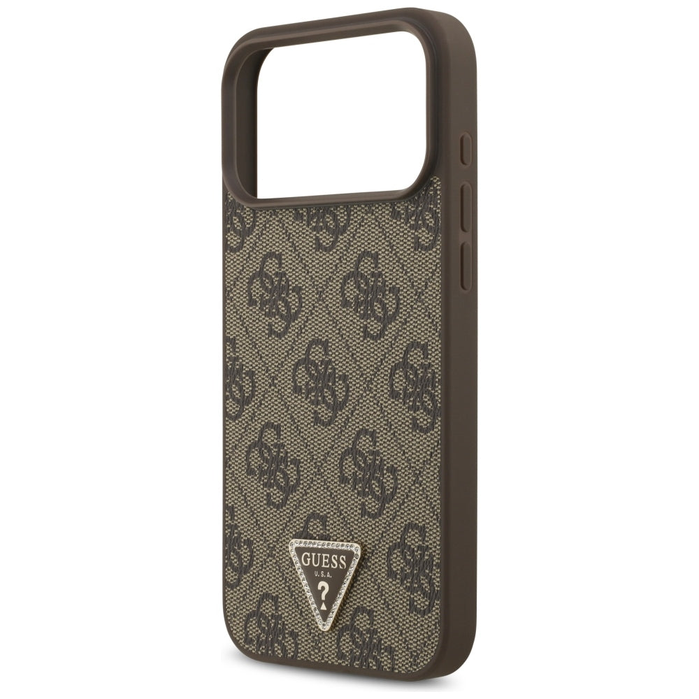 Coque MagSafe pour Apple iPhone 18 Pro Max / 17 Pro Max, Guess, 4G Triangle Strass, Marron